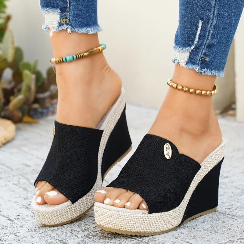 

Women Wedges Sandals Shallow Outdoor Beach Platform Shoes 2026 Summer New High Heels Sandals Women Comfortable Slides Women