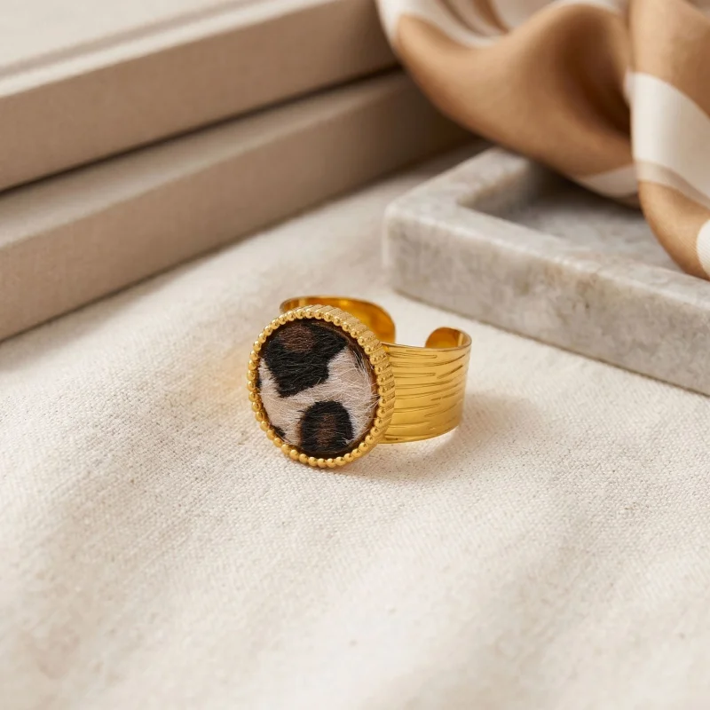 CarlidanaEuropean and American style heavy-duty leopard print wide ring Unique designer ring with influencer vibe