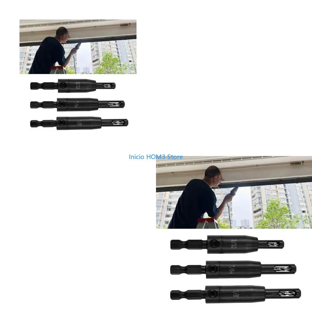 

A5YD Set of 3 Woodworking Door Hinge Drill Bit Cupboard Hinge Drilling Hole Cutter