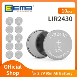 EEMB 4/10 sztuk LIR2430 3.7V 95mAh bateria guzikowa akumulator litowo-jonowy wielokrotnego ładowania do słuchawek bateria ithium-ion