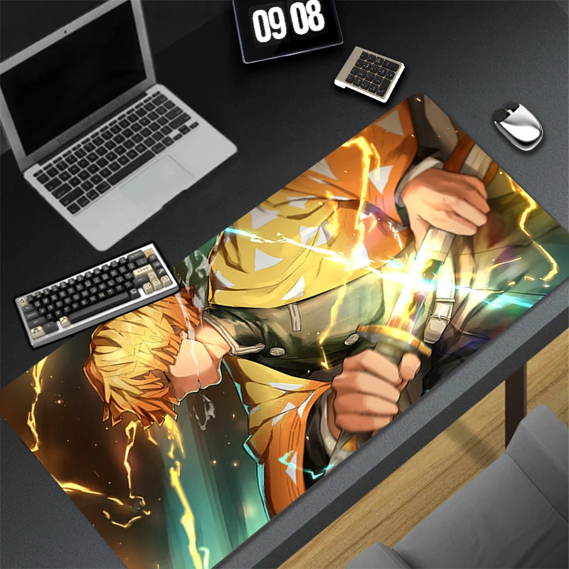 Computer Gaming Accessories Cute Mousepad Office PC Mouse Pad Keyboard Pad D-demon Slayer Zenitsu Desk Decoracion Anime Desk Mat