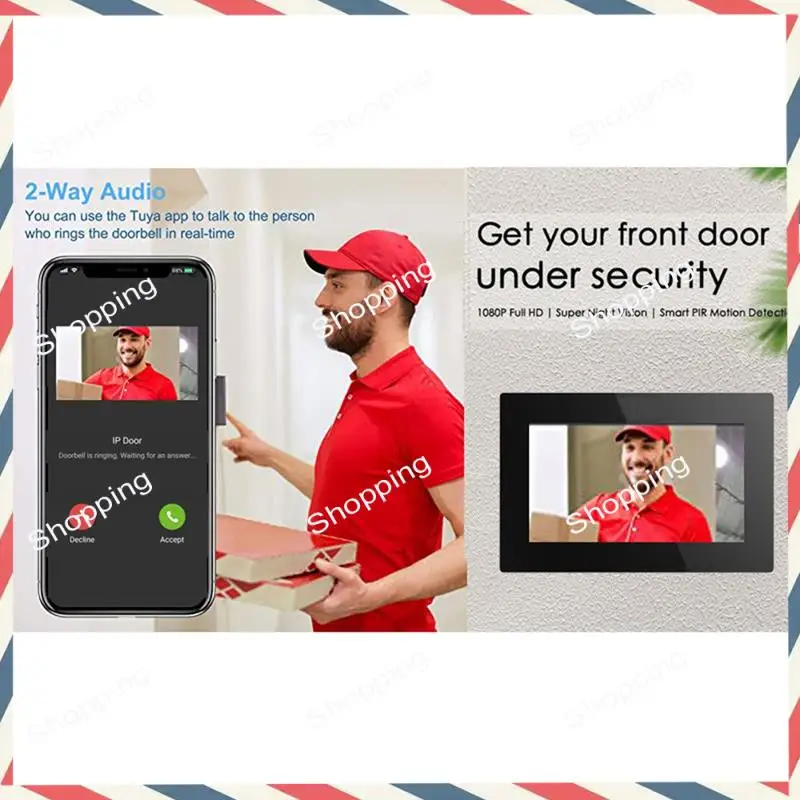 M20K TUYA Wifi Sistema de intercomunicação com campainha de vídeo com monitor de toque de 10 polegadas Proteção de segurança para Villa Home UK Plug