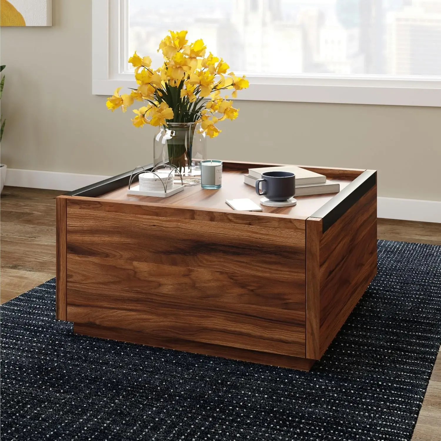 Manhattan Gate Modern Square Coffee Table, Blaze Acacia Finish