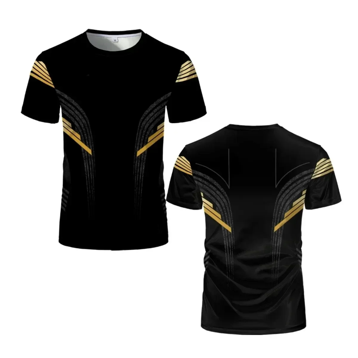 Herren-T-Shirt im Fight-Style, schwarz-gold, für MMA-Training, sportliches T-Shirt, ideal für den Sommer, schnelltrocknend, für Fitness und Boxen, 3D-Druck. – Detail 13