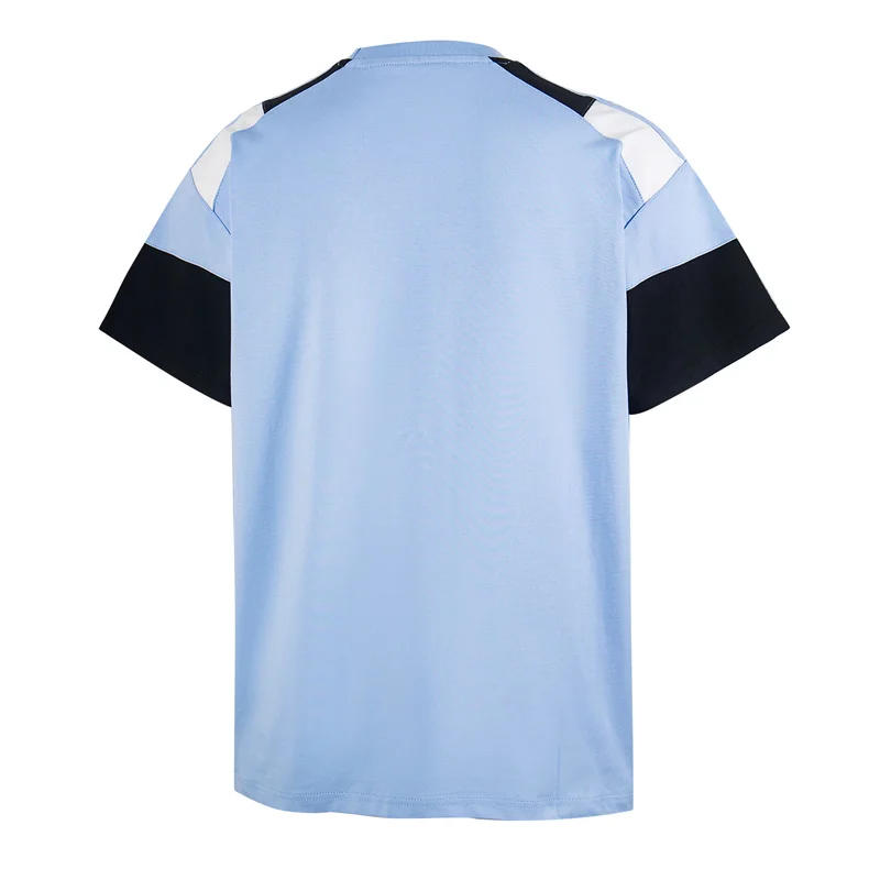 

Retro Color-Block Patchwork Martine Rose Gray Blue T-Shirt Classic Letter Print Men Women'Oversized Cotton Streetwear T Shirt