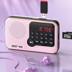 Mini FM Radio Portable LCD Display Radio Speaker USB TF Card MP3 Music Player Support Time Display Power-off Memory Headset Play