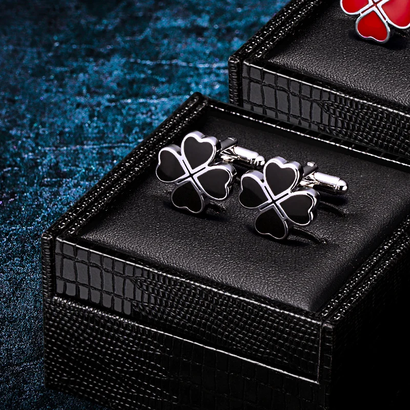 KFLK Jewelry French shirt cufflinks for mens Brand Black Clover Cuff links Wholesale Buttons Wedding High Quality Guests