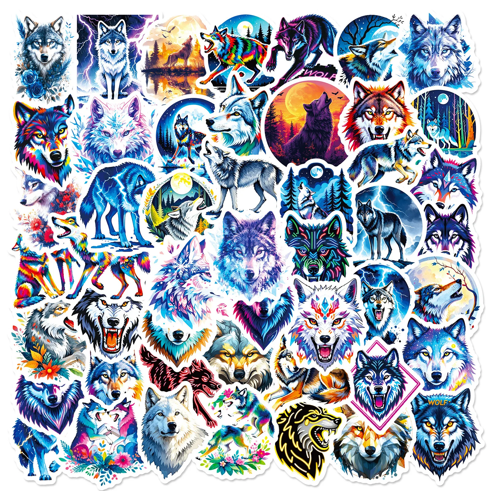 56 قطعة المراعي الذئب ملصقات شرسة الحيوان الكتابة على الجدران الديكور DIY بها بنفسك دفتر حقيبة الغيتار الثلاجة اللعب الدراجة الهاتف الشارات #2