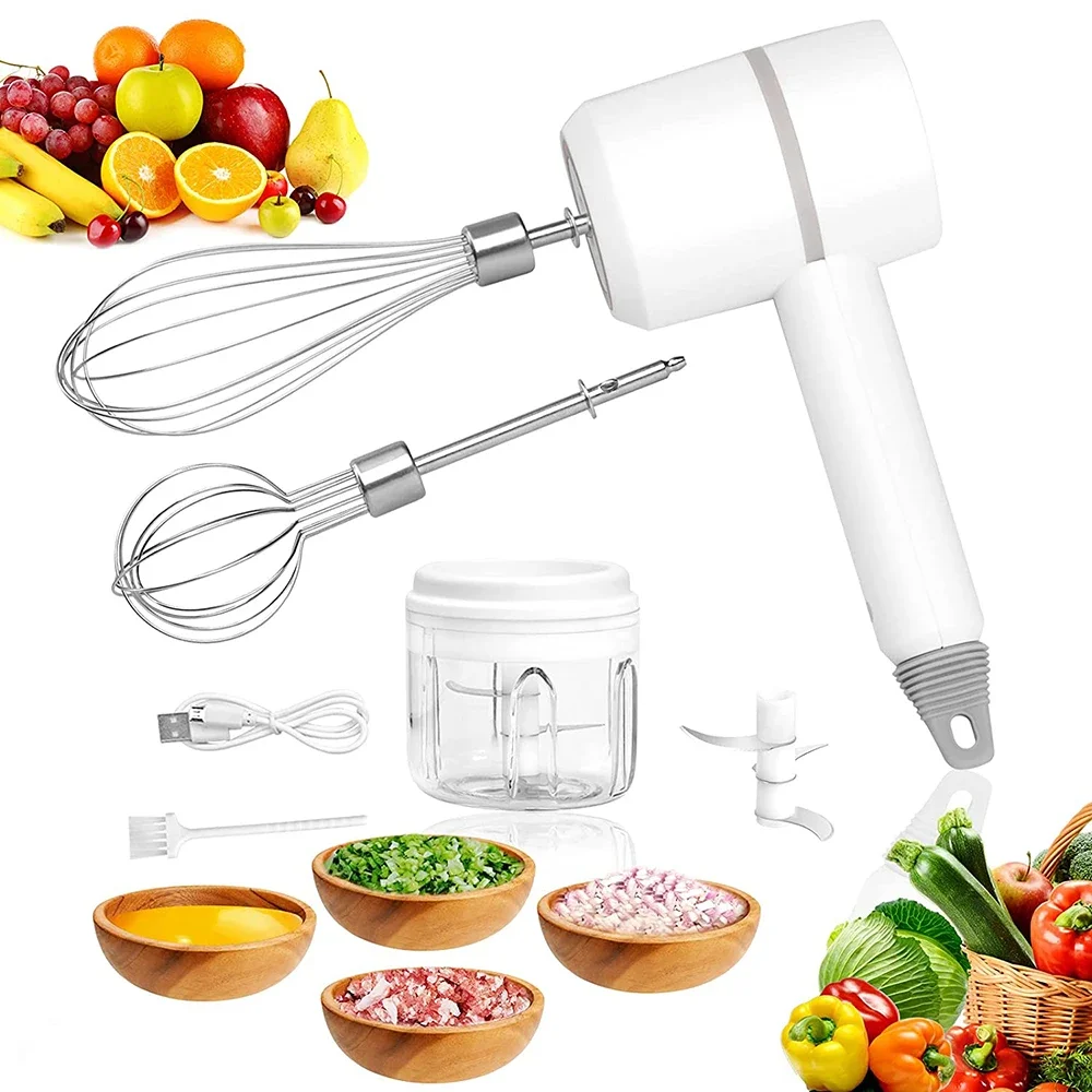 Handheld Wireless Mini Mixer 3-Speed Electric Food Blender Mixer Egg Beater Cream Cake Baking Dough Mixers