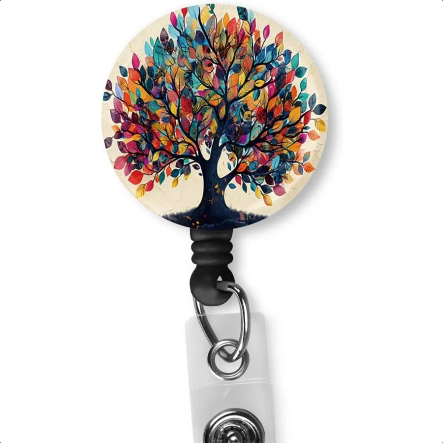 

Retractable ID Card Badge Holder with Alligator Clip Name Nurse Decorative Badge Reel Clip on Card Holders. Sacred Tree