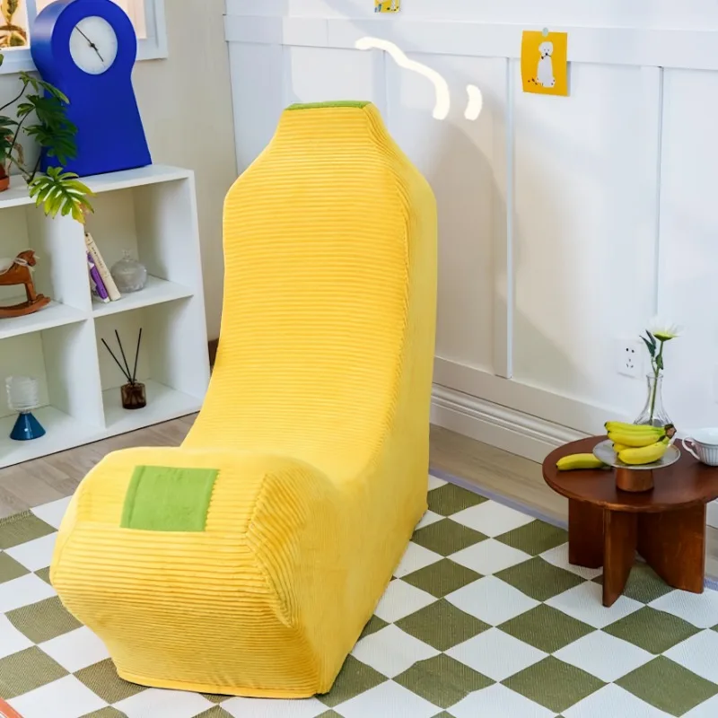 Vacuum compressed banana lazy sofa modular segmented modern retro corduroy fabric sofa space saving hotel living room view 6