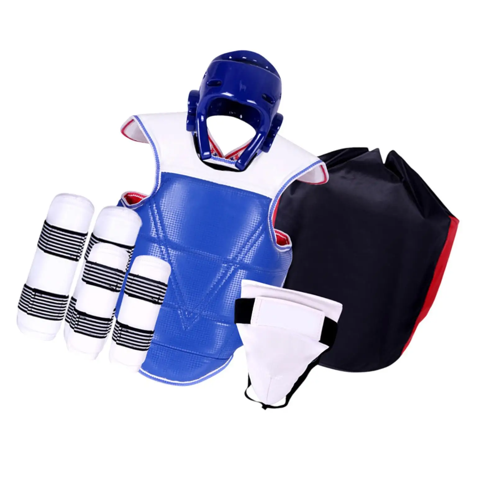 Boxing Headgear and Gloves Karate Sparring Gear Set with Taekwondo Chest Guard Shin Guards for Muay Thai Kickboxing Training