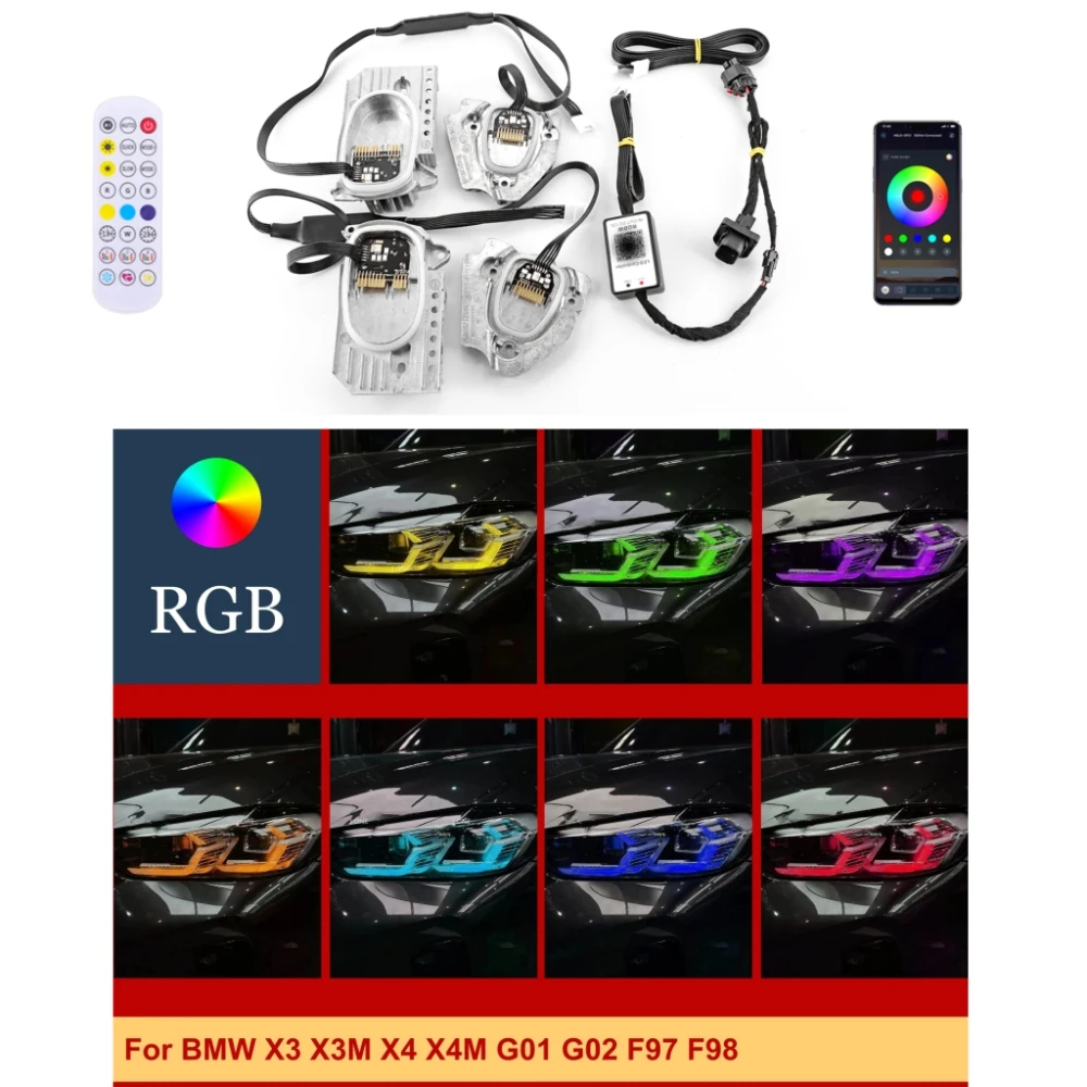 Mehrfarbiges RGB Rot Angel Eyes DRL Modul LED B63115A0E625 5A0E624 für BMW X3 X4 X3M X4M G01 G02 F97 F98 Laser-Scheinwerfer