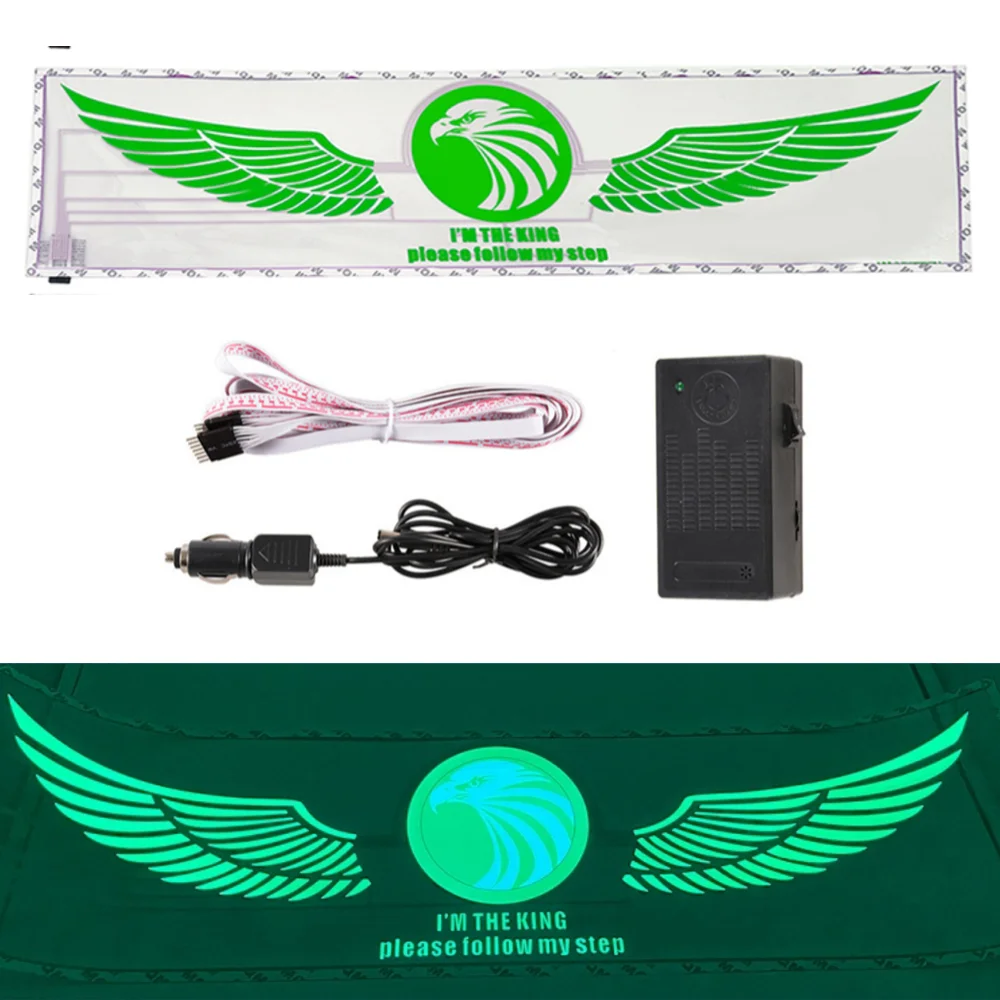 

1set 90x25cm Eagle Wings Logo Music Rhythm Led Car Sticker Flash Light Sound Activated Equalizer Lamp Car Decoration Accessories