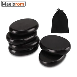 6 Pcs Massage Hot Stones Set Black Large Essential Basalt Hot Rocks Stones For Spas Massage Therapy Relaxation And Health Body