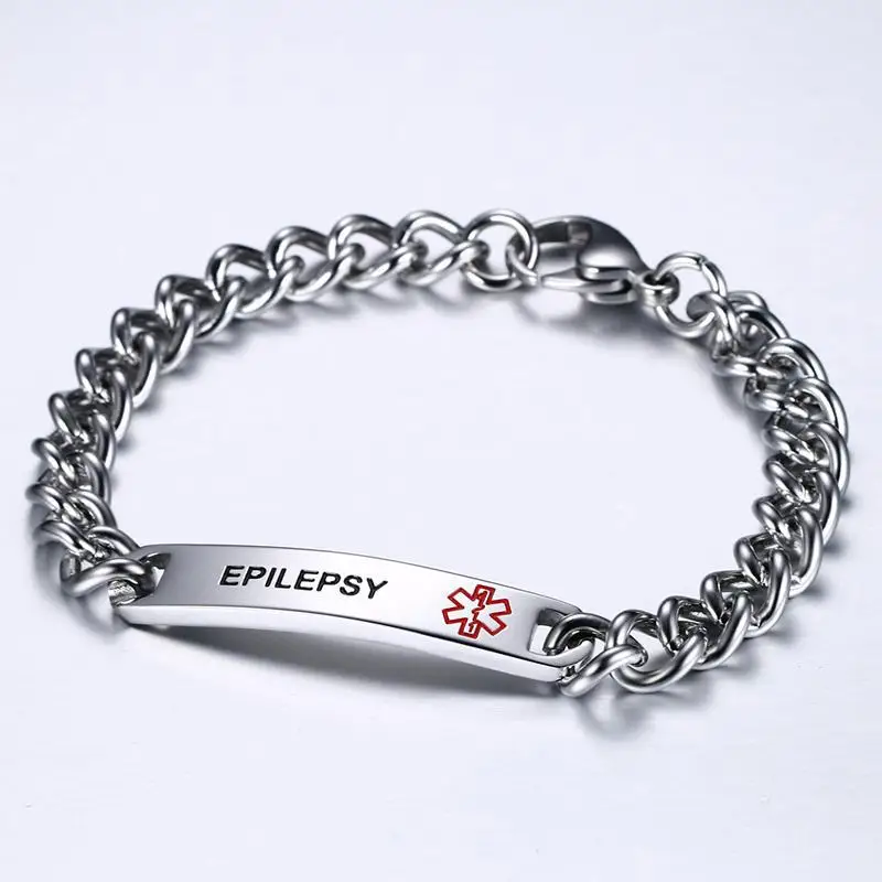 12MM gebogene Marke medizinische Logo Armbänder Edelstahl Männer Armband Modeschmuck – Detail 2