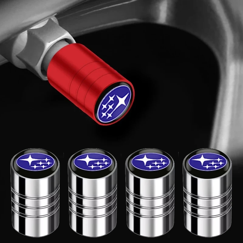 4PCS Car Wheel Tire Valve Caps Tyre Rim Stem Covers For Subaru WRX Forester XV Outback Impreza Legacy STI BRZ Tribeca