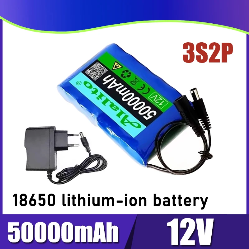 12V 50Ah 18650 lithium-ion battery with BMS lithium battery pack protection board, 3S2P battery pack