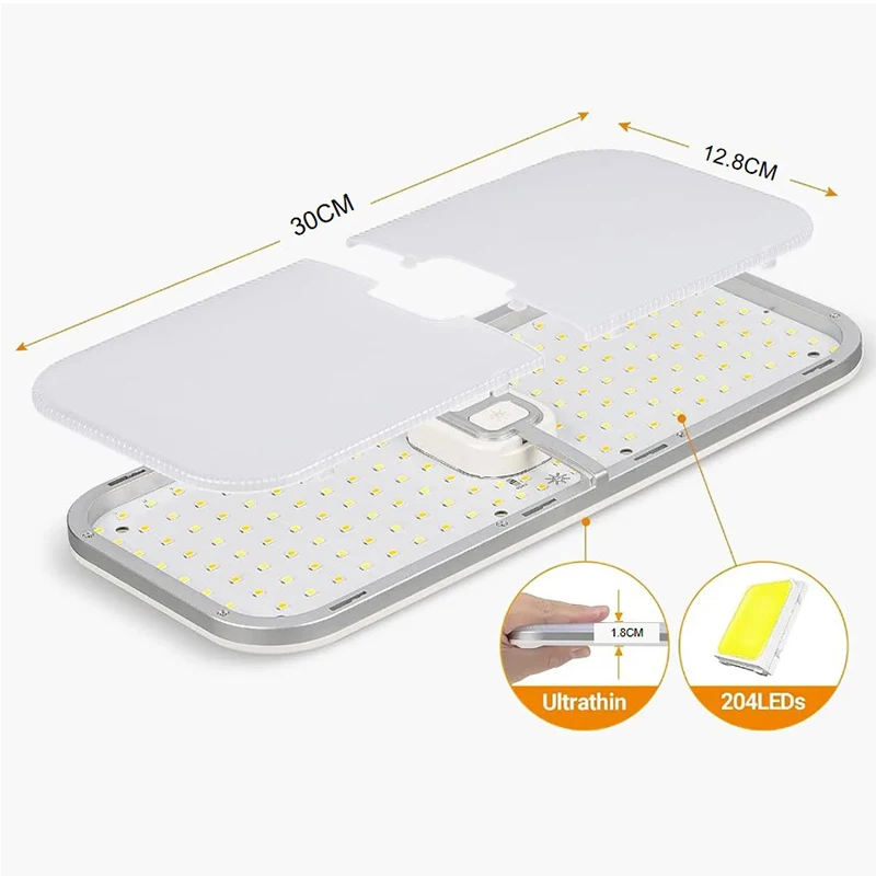 Wohnmobil-Leuchten für den Innenbereich, 3-farbige Wohnmobil-Leuchten, 204 LEDs, dimmbare 12-V-Volt-LED-Lampen, Wohnmobil-Deckenleuchte