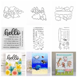 Trampoline Animals Clear Stamps and Cutting Dies for Card Making Sentiments Die Cuts Embossing Stencils Template for DIY Scrapbo