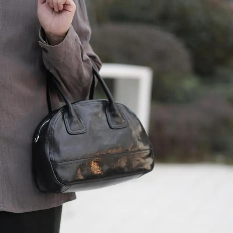 

Повседневная дизайнерская женская сумка ручной работы из натуральной кожи, роскошная черная сумка через плечо из натуральной коровьей кожи для покупок