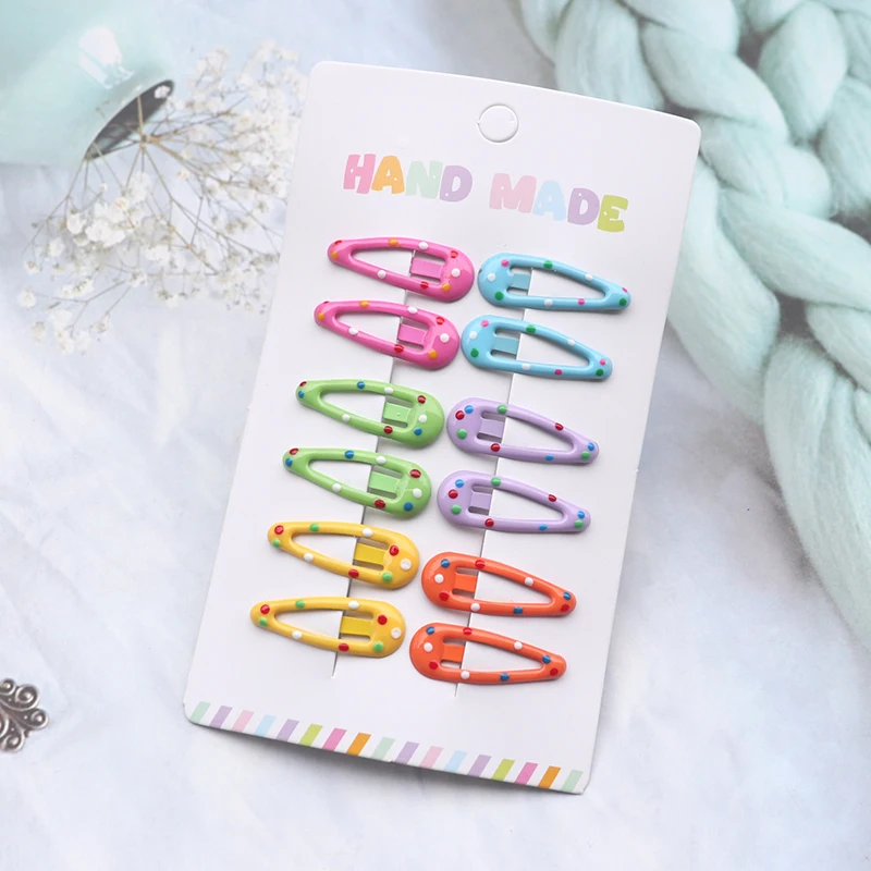 12 Teile/satz Bunte Stern Haar Clips Für Mädchen Polka Dot Metall Snap Bb Clip Haarnadel Headwear Mini 3Cm Bb haar Clip Kinder Kopfbedeckungen – Detail 4