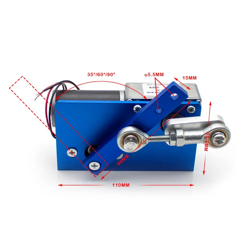 DIY Design DC 12V 24V  Linear Actuator Reciprocating Motor Stroke 35 60 90 Degrees 7-470rpm DC Worm Geared Motor Adjustable