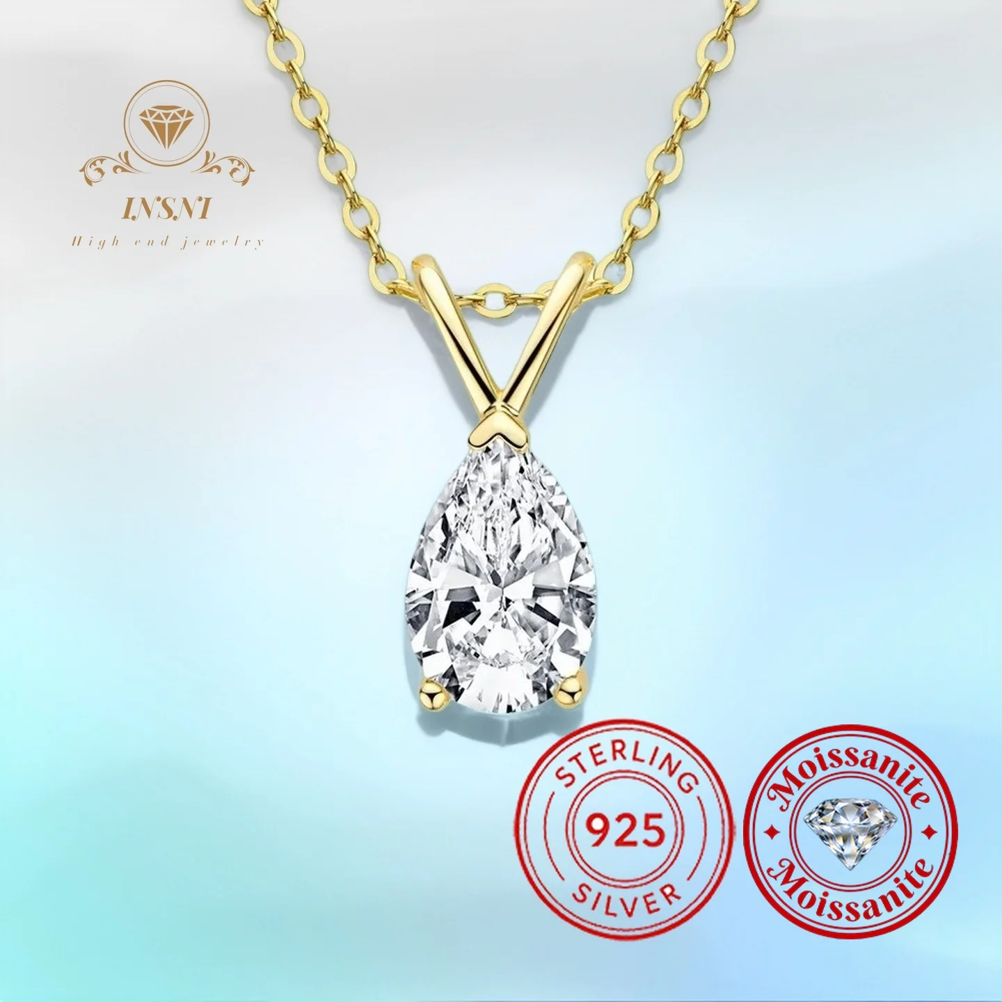

1.5ct Classic S925 Silver Pear Shape Moissanite Teardrop Necklace Fairy Collarbone Chain Jewelry Certified Free Gift