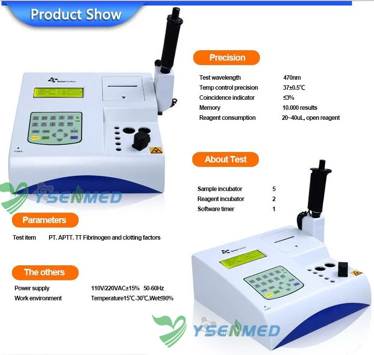 Analyseur de coagulation vétérinaire, test de vérification du sang entièrement automatique pour les gros animaux et animaux de compagnie