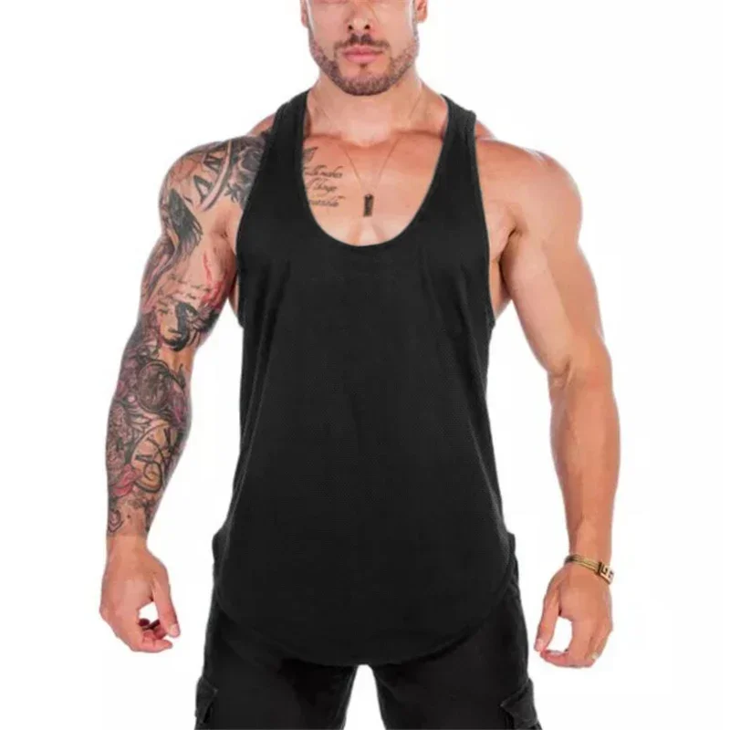 Running Vests Mesh Summer Gym Stringer Tank Top Quick Dry Fitness Clothing Y Back Bodybuilding Workout Singlets Muscle Shirt