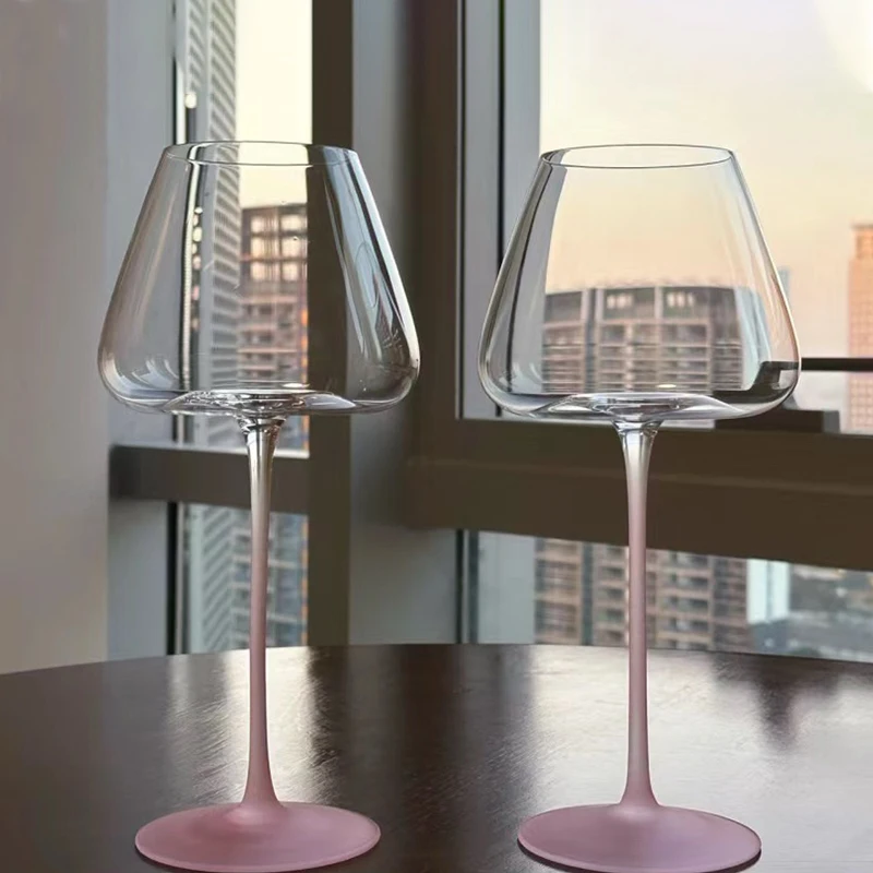 580ml/800ml Large Capacity Burgundy Wine Glass High Value Gradient Pink Creative Bordeaux Cup Goblet Glass Wine Glass