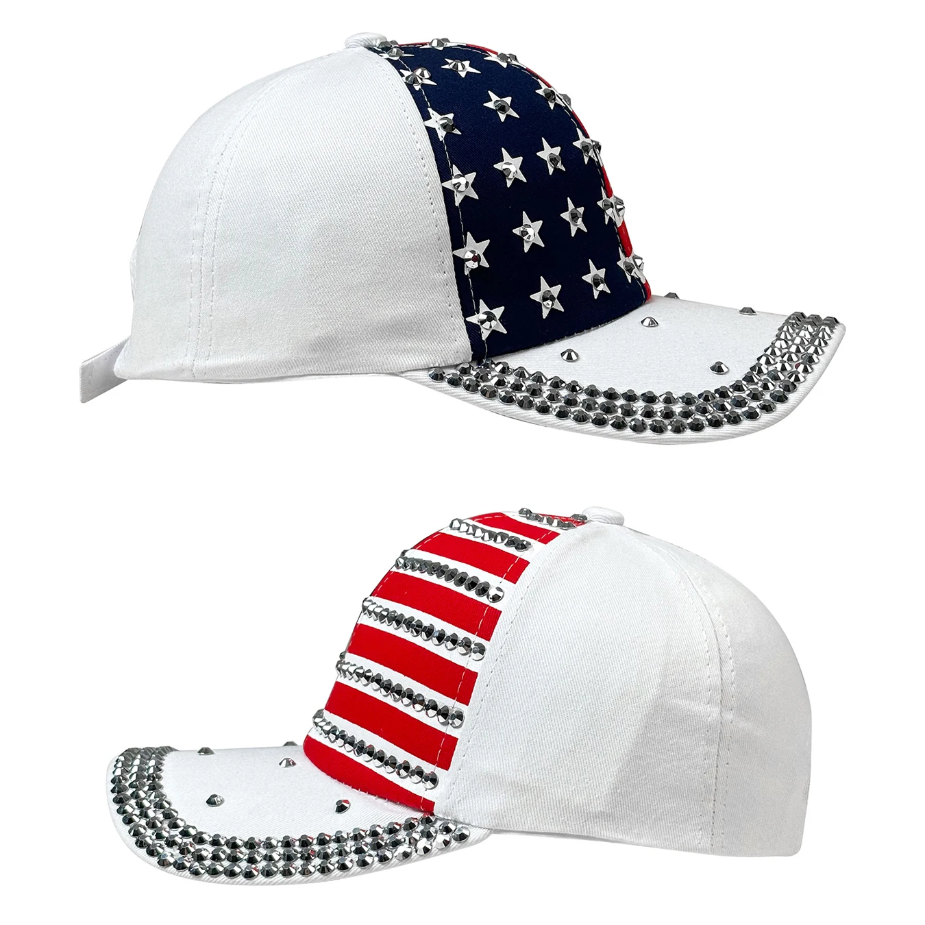 قبعة بيسبول بعلم أمريكي وطني، مزينة بأحجار الراين، صناعة يدوية، مقاس قابل للتعديل، للجنسين، تتميز بنجوم وخطوط، مناسبة لجميع المواسم، قبعة ركاب #6
