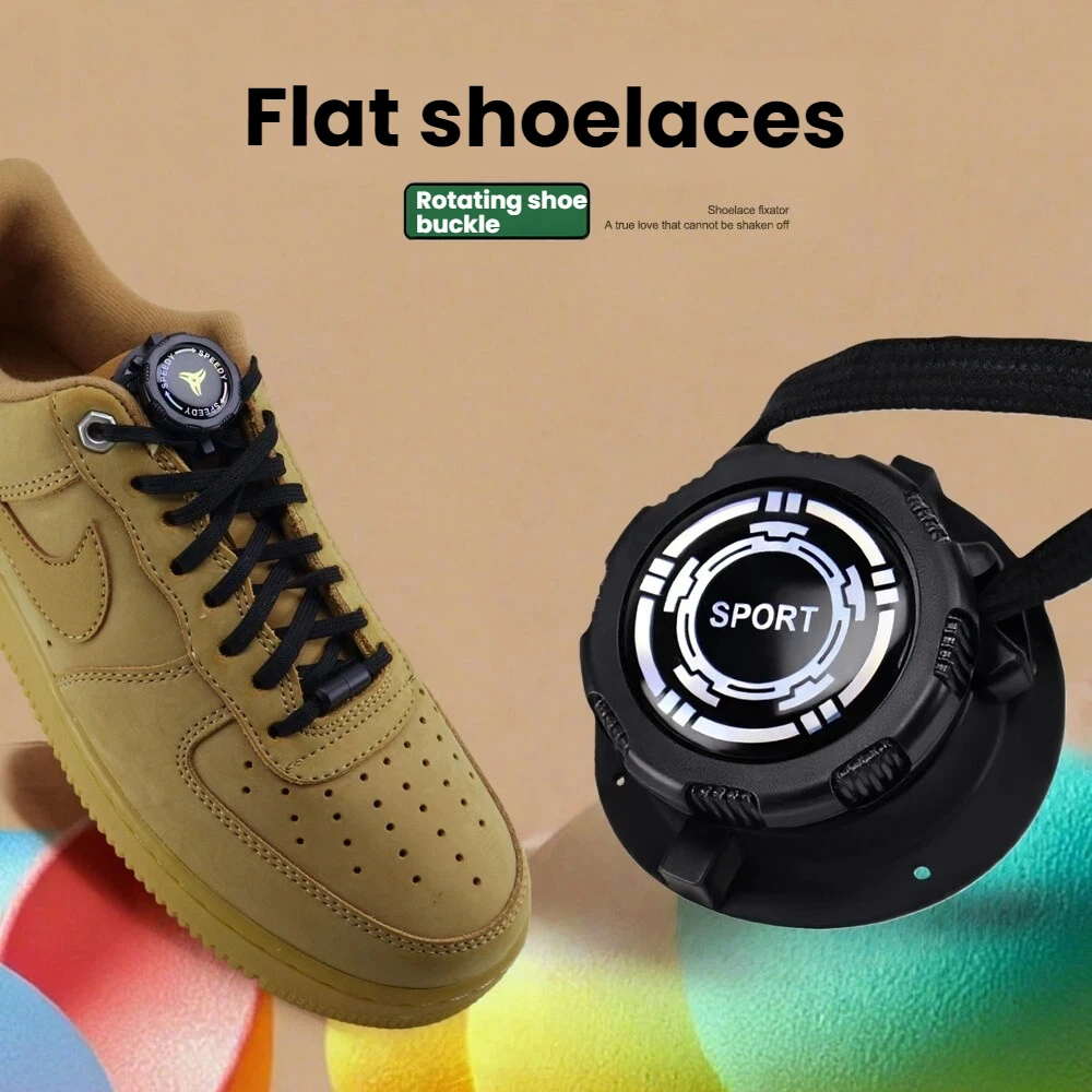 Rotating Button Flat Shoelace Buckle Easy-To-Use Elastic Children's Lazy Automatic No-Tie Thick Rope No-Strap Fixator