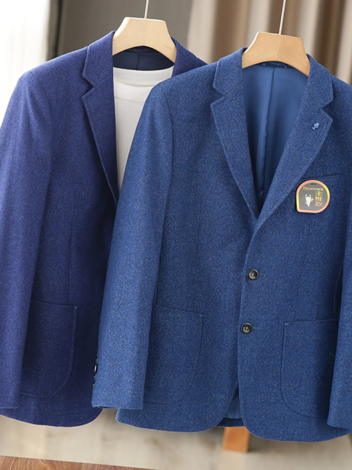 

Premium Woolen Men's Busin Casual Suit Jaet Faionable Urban Sle Long Sve Two Button Single Row Autumn Winter Wear