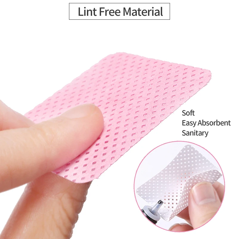 1000Pcs/Pack Lint Free Nail Polish Remover Pads Soft Cotton Pink White Napkins Absorbable Glue Powder Cleaning Wipes Manicure