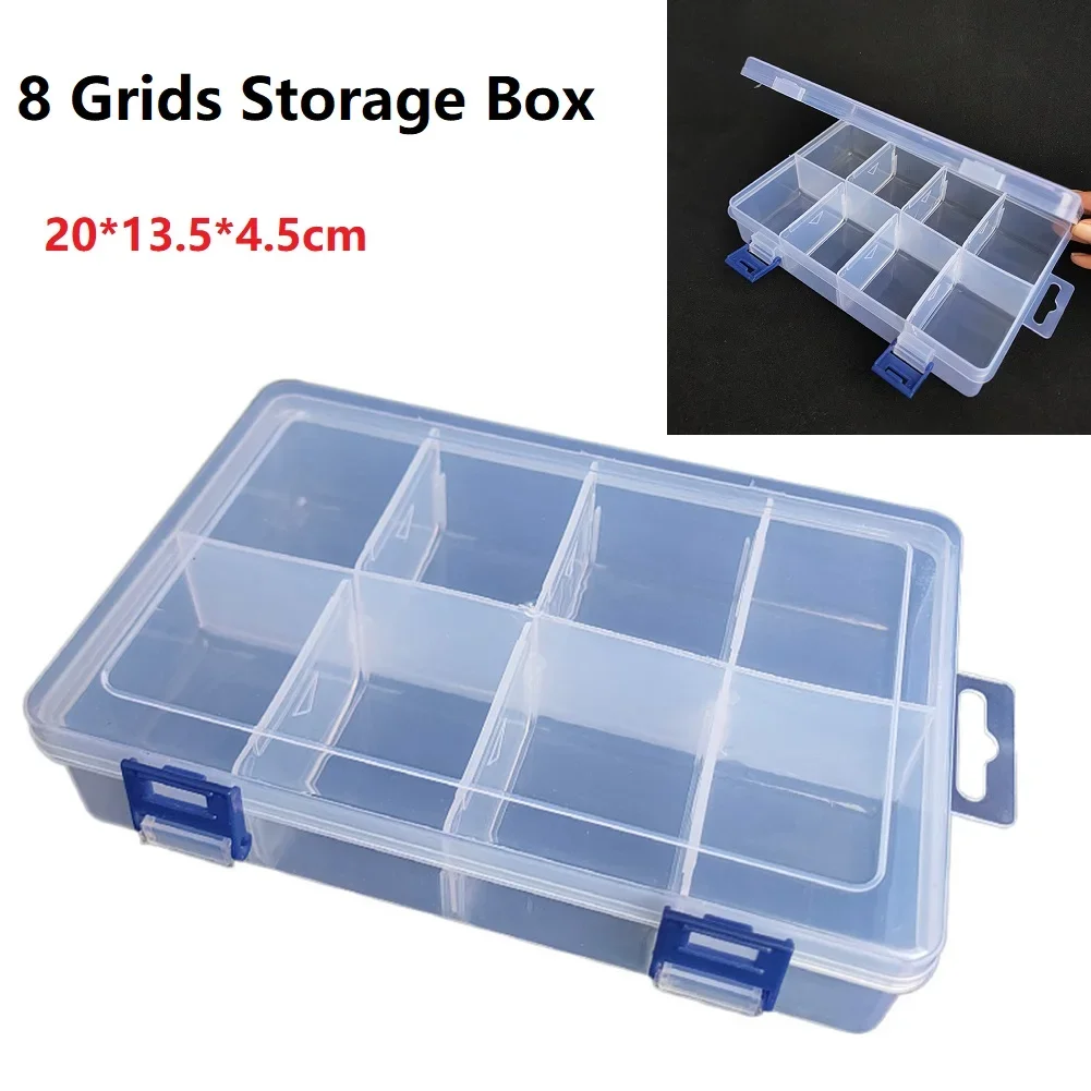 

1pc Tools Portable Transparent Storage Box 8 Grids Plastic Clear Organizer With Cover Box For Jewelry Earrings Screw Nails Parts
