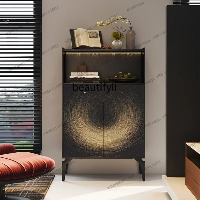 

Italian designer wooden corner cabinet, minimalist and modern installation-free floor-to-ceiling integration