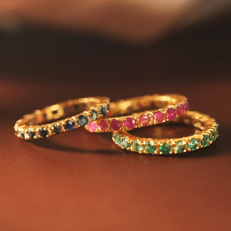 

Кольцо из стерлингового серебра 925 пробы с позолоченным цирконом, модное легкое роскошное кольцо Ins в литературном стиле и индивидуальное кольцо в стиле ретро Fema