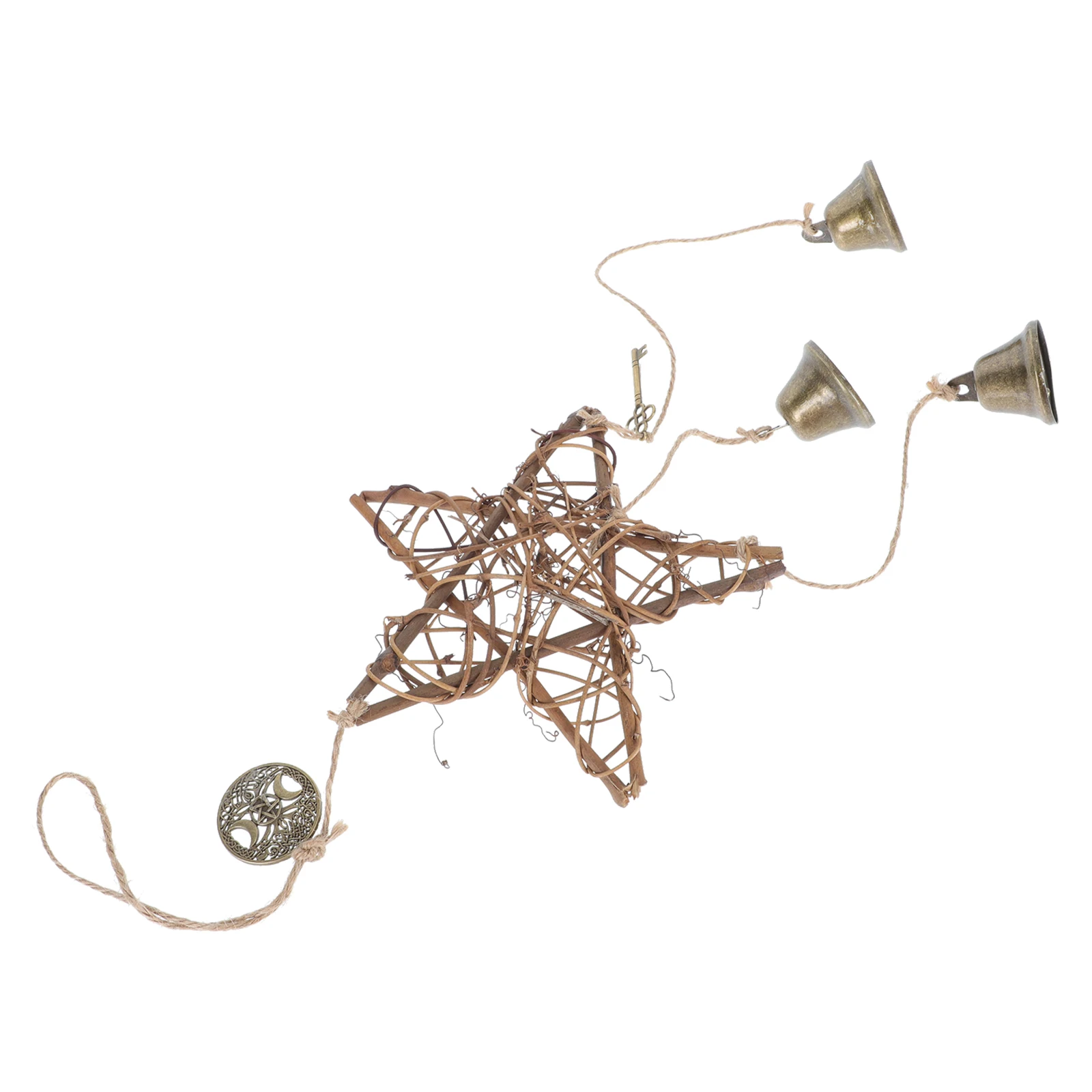 

1pc Door Handle Decor Metal Craft Pendant Blessing Fortune Bell Home Hanging Decorative Bell Pendant For Indoor Garden Yard