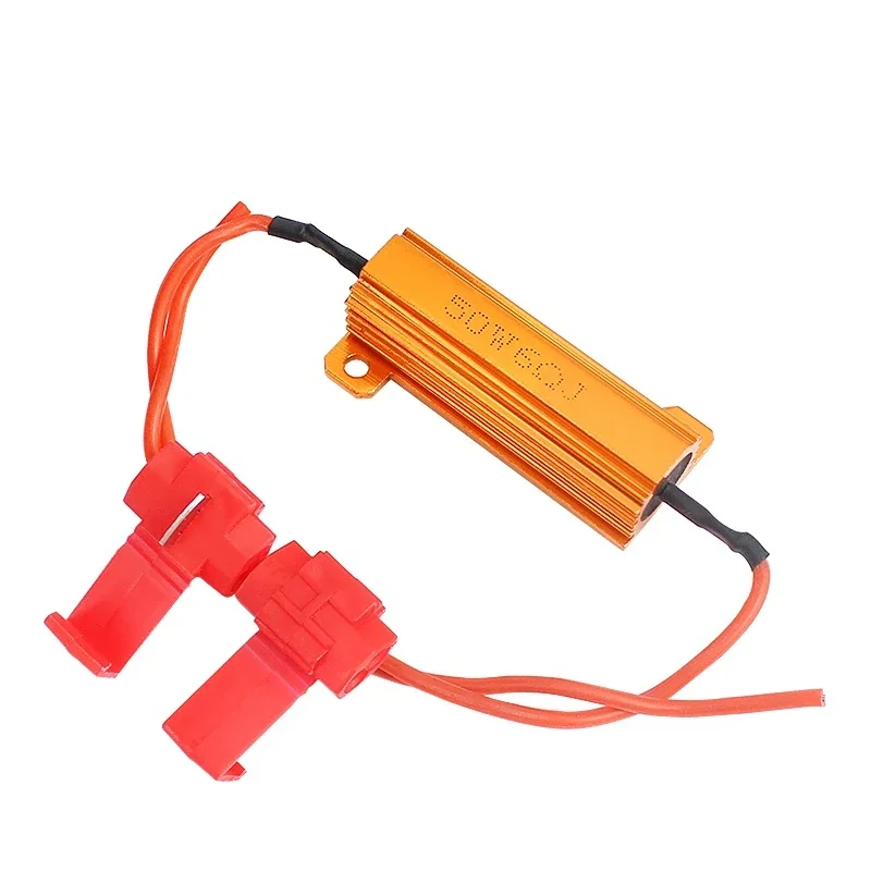 2 Set 50W resistor LED aluminium daya logam Resistor cangkang 6ohm 8ohm 10ohm dekoder LED resistor beban mobil