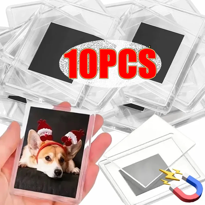 10-20 Pièces Porte-photos magnétique transparent DIY pour réfrigérateur, cadre d'affichage pour insertion d'images, pour supports de cadres magnétiques