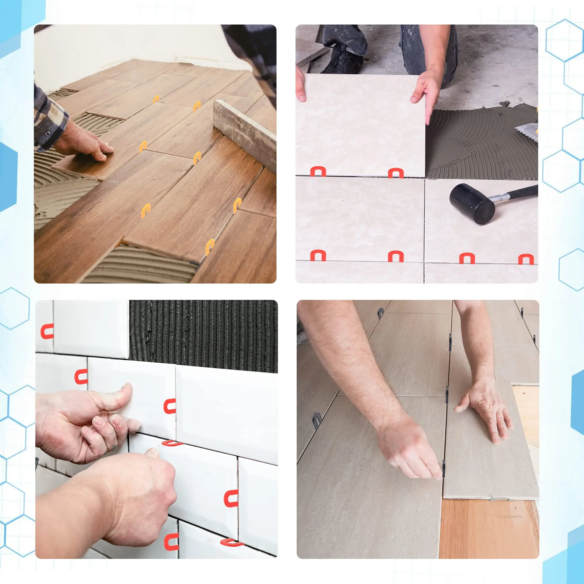 100Pcs U Shaped Tile Leveling Shims 1/8\