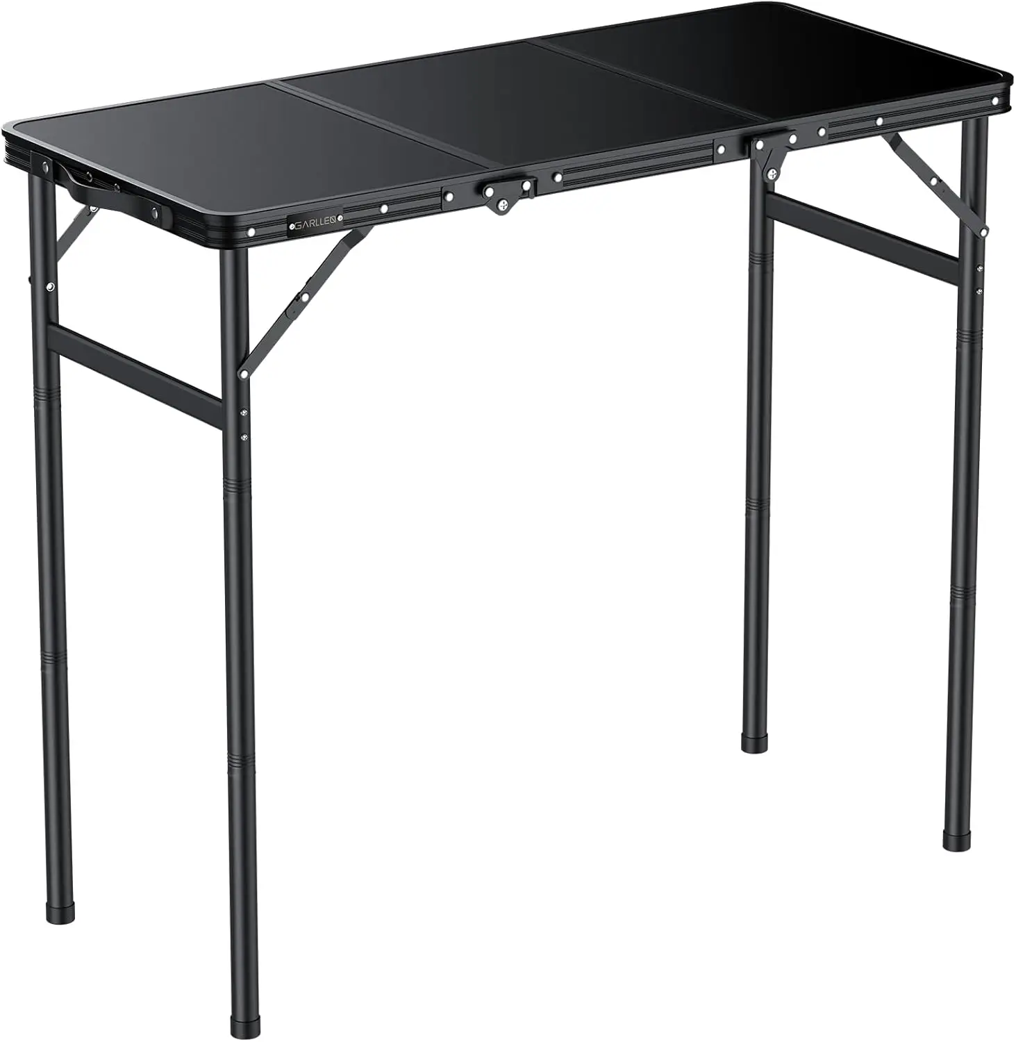 

3-Height Adjustable Folding Camping Table, Lightweight Aluminum Portable Picnic Table for Outdoor Grill, Black