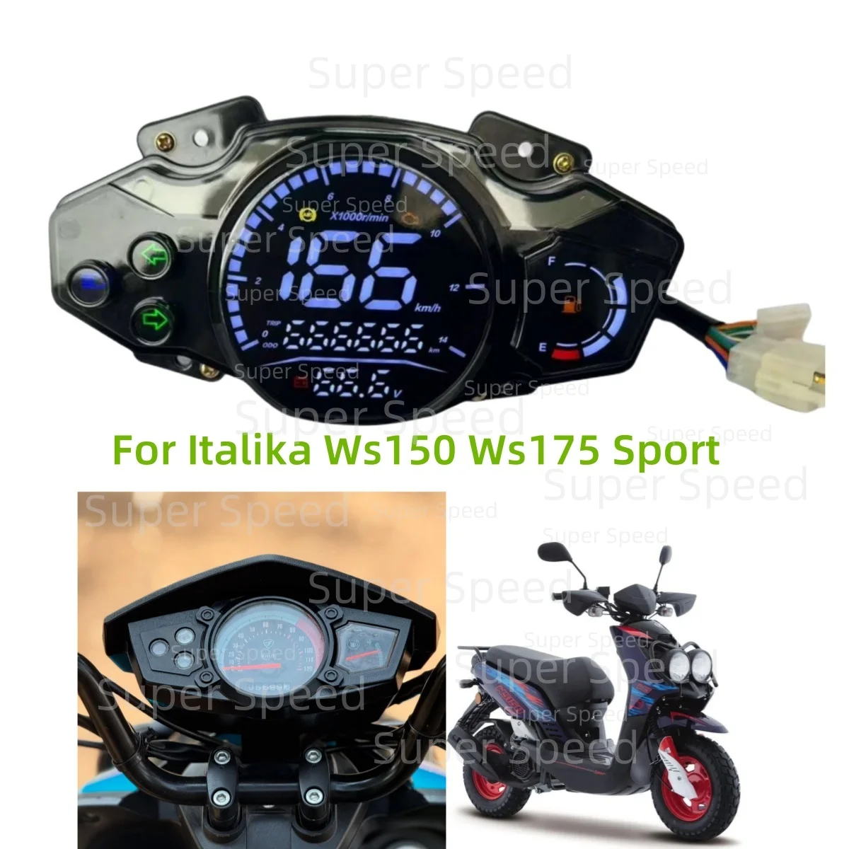 LED Speedometer For Italika Ws150 Ws 150 175 Sport Tachometer Multi-functional Gauge Meter Dashboard