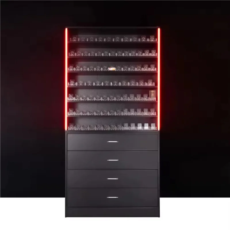 custom.Smoke Shop Wood Grain Cigarettes Shelf Pusher Display Unit Fixture Drawer Cabinet Stand Rack 6