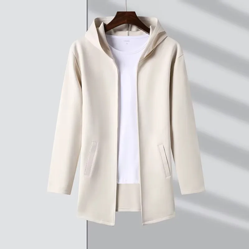 Mens Jacket High End Designer Casual Fashion Stand Collar Korean Style Zipper Solid Color Hooded Coat Streetwear Retro Harajuku