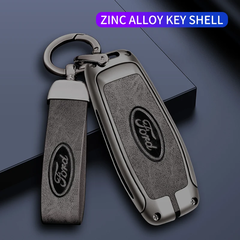 Alloy Leather Car Smart Remote Key Case Cover Shell For Ford Fusion Explorer Edge Mustang Mondeo Kuka Auto Keychain Accessories