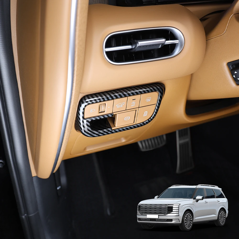 

For Hyundai Palisade LX3 2025 2026 Carbon Fiber Headlight Adjustment Button Cover Automotive Interior Decoration Accessories LHD