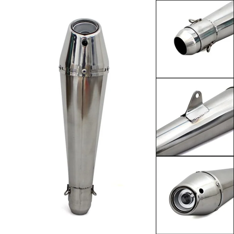 38-51mm Chrome Stainless Steel Exhaust Muffler for 125cc-1000cc Street Sport Racing Scooter Motorcycles and ATVs