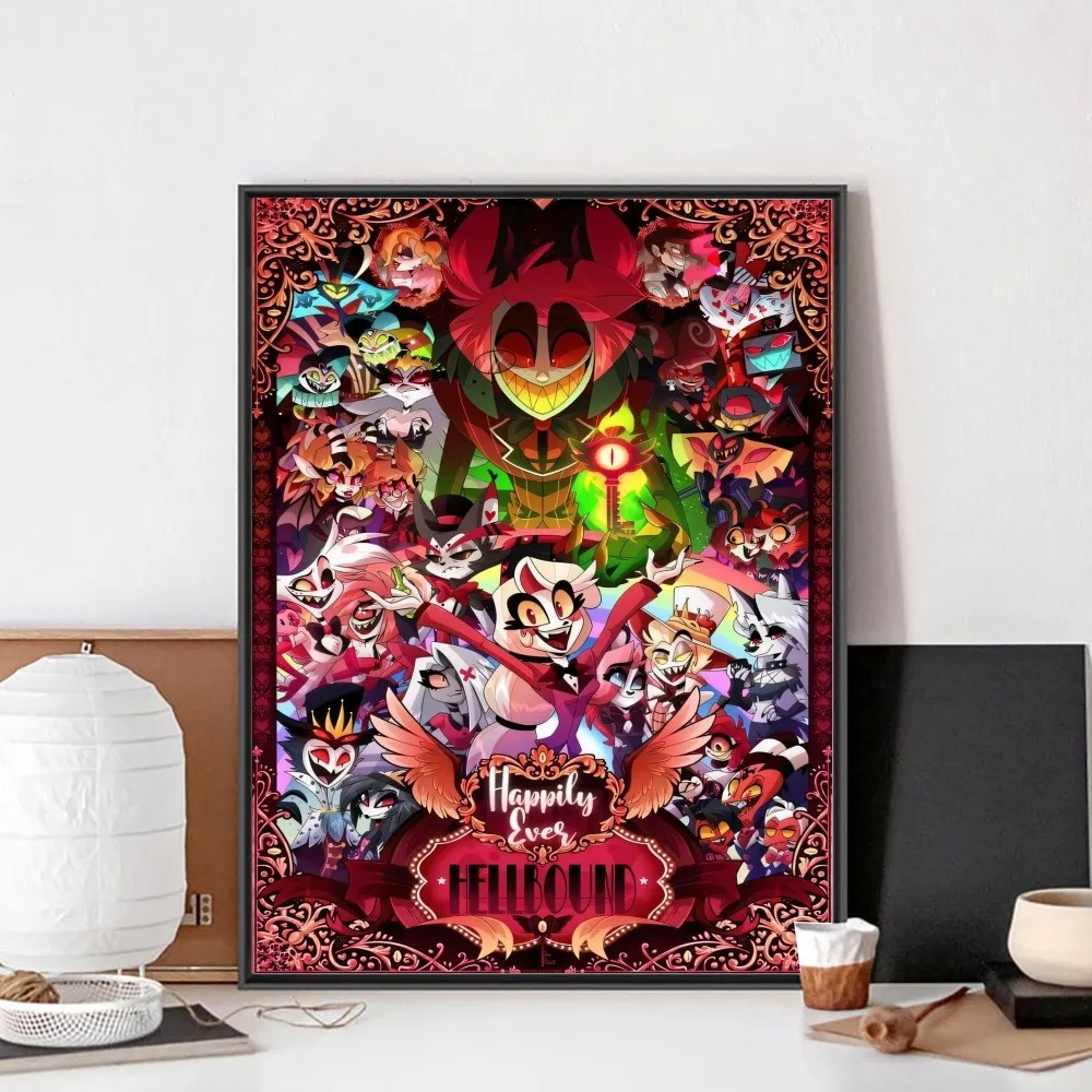 Hazbin H-Hotels Angel Dust Alastor Poster No Framed Kraft Club Bar Paper Vintage Poster Wall Art Painting Bedroom Study Stickers